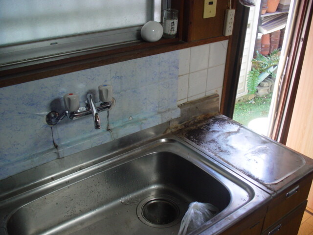 「NO.307」食洗器を撤去しシンプルかつ広々となった流し台とホーロー洗面台