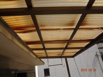 K様邸 ベランダ屋根波板交換 山際建設有限会社 リフォーム実例 費用 Toto